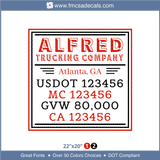Company Name, Truck Door Decal, Location, USDOT, MC, GVW, CA
