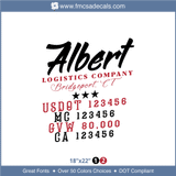 Company Name, Truck Door Decal, Location, USDOT, MC, GVW, CA