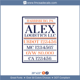 Company Name, Truck Door Decal, Location, USDOT, MC, GVW, CA