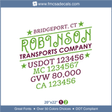 Company Name, Truck Door Decal, Location, USDOT, MC, GVW, CA