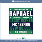 Company Name, Truck Door Decal, Location, USDOT, MC, GVW, CA