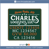 Company Name, Truck Door Decal, Location, USDOT, MC, GVW, CA