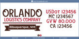 Company Name, Truck Door Decal, Location, USDOT, MC, GVW, CA
