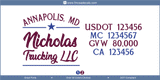 Company Name, Truck Door Decal, Location, USDOT, MC, GVW, CA