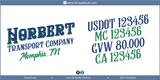 Company Name, Truck Door Decal, Location, USDOT, MC, GVW, CA