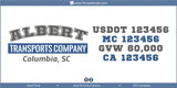 Company Name, Truck Door Decal, Location, USDOT, MC, GVW, CA
