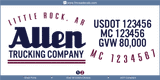 Company Name, Truck Door Decal, Location, USDOT, MC, GVW, CA