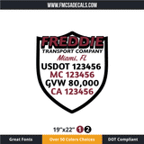 Truck Door Decal, Company Name, Location, USDOT, MC, GVW, CA