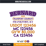Truck Door Decal, Company Name, Location, USDOT, MC, GVW, CA