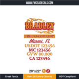 Truck Door Decal, Company Name, Location, USDOT, MC, GVW, CA