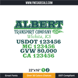 Truck Door Decal, Company Name, Location, USDOT, MC, GVW, CA