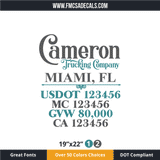 Truck Door Decal, Company Name, Location, USDOT, MC, GVW, CA