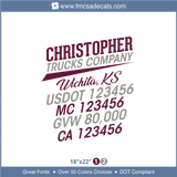 Truck Door Decal, Company Name, Location, USDOT, MC, GVW, CA