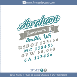 Truck Door Decal, Company Name, Location, USDOT, MC, GVW, CATruck Door Decal, Company Name, Location, USDOT, MC, GVW, CA