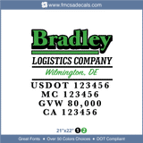 Truck Door Decal, Company Name, Location, USDOT, MC, GVW, CA