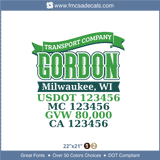 Company Name, Truck Door Decal, Location, USDOT, MC, GVW, CA