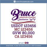 Truck Door Decal, Company Name, Location, USDOT, MC, GVW, CA