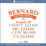 Truck Door Decal, Company Name, Location, USDOT, MC, GVW, CA