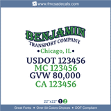 Truck Door Decal, Company Name, Location, USDOT, MC, GVW, CA