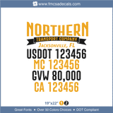 Truck Door Decal, Company Name, Location, USDOT, MC, GVW, CA