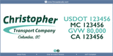 Truck Door Decal, Company Name, Location, USDOT, MC, GVW, CA