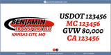 Truck Door Decal, Company Name, Location, USDOT, MC, GVW, CA
