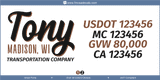Truck Door Decal, Company Name, Location, USDOT, MC, GVW, CA
