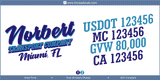 Truck Door Decal, Company Name, Location, USDOT, MC, GVW, CA
