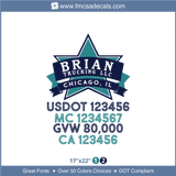 Company Name, Truck Door Decal, Location, USDOT, MC, GVW, CA