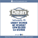 Company Name, Truck Door Decal, Location, USDOT, MC, GVW, CA