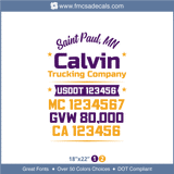 Company Name, Truck Door Decal, Location, USDOT, MC, GVW, CA