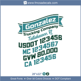 Company Name, Truck Door Decal, Location, USDOT, MC, GVW, CA