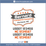 Company Name, Truck Door Decal, Location, USDOT, MC, GVW, CA