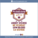 Company Name, Truck Door Decal, Location, USDOT, MC, GVW, CA
