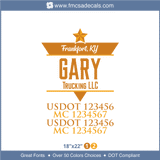 Company Name, Truck Door Decal, Location, USDOT, MC, GVW, CA