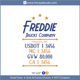 Company Name, Truck Door Decal, Location, USDOT, MC, GVW, CA