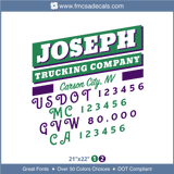 Company Name, Truck Door Decal, Location, USDOT, MC, GVW, CA