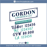 Company Name, Truck Door Decal, Location, USDOT, MC, GVW, CA