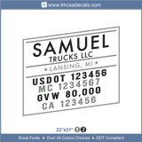 Company Name, Truck Door Decal, Location, USDOT, MC, GVW, CA