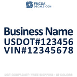 business name with usdot vin number decal