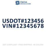 usdot & vin number decal sticker