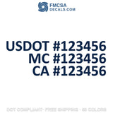 usdot mc ca number decal sticker