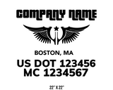 company name truck decal wings star and usdot mc