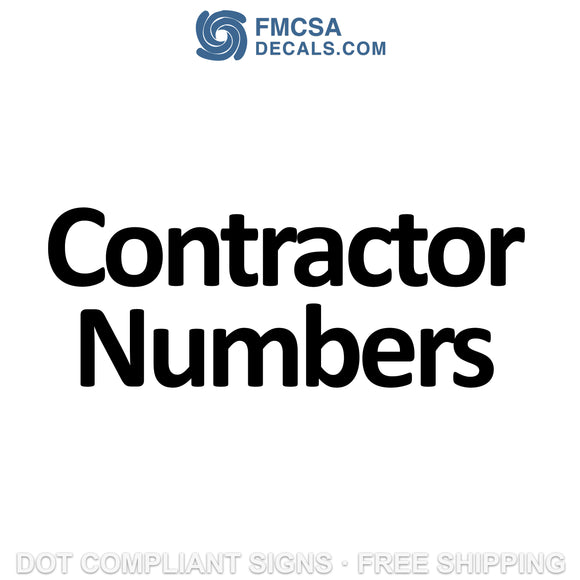 contractor numbers