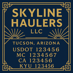 Custom Designed Truck Door Decal With Company or Trucking Name, Location, USDOT, MC, CA, KYU or GVW Sticker Sign For Compliance (2-Pack)