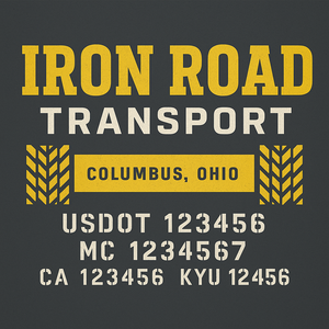 Custom Designed Truck Door Decal With Company or Trucking Name, Location, USDOT, MC, CA, KYU or GVW Sticker Sign For Compliance (2-Pack)
