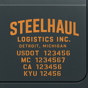 Custom Designed Truck Door Decal With Company or Trucking Name, Location, USDOT, MC, CA, KYU or GVW Sticker Sign For Compliance (2-Pack)