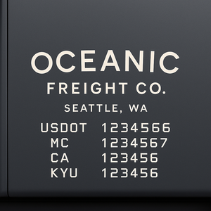 Custom Designed Truck Door Decal With Company or Trucking Name, Location, USDOT, MC, CA, KYU or GVW Sticker Sign For Compliance (2-Pack)