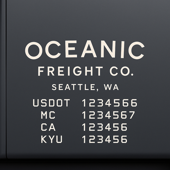 Custom Designed Truck Door Decal With Company or Trucking Name, Location, USDOT, MC, CA, KYU or GVW Sticker Sign For Compliance (2-Pack)