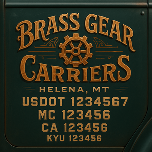 Custom Designed Truck Door Decal With Company or Trucking Name, Location, USDOT, MC, CA, KYU or GVW Sticker Sign For Compliance (2-Pack)